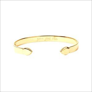 14K Gold Plated Stainless Steel Adjustable Mantra Cuff Bangle Bracelet